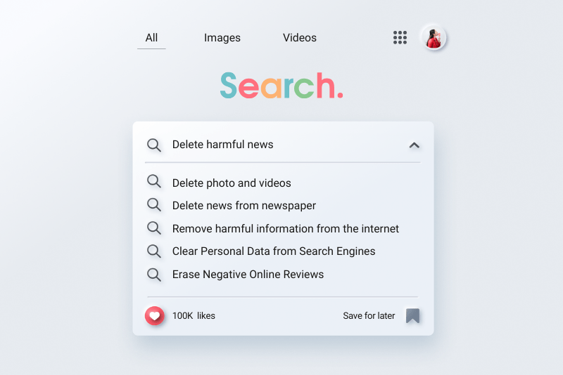 search Delete harmful news